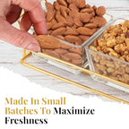 Easter Nuts gift Basket Luxurious and Elegant 2 Sectional Premium Reusable Glass Tray, Perfect Holiday Food Gift Basket