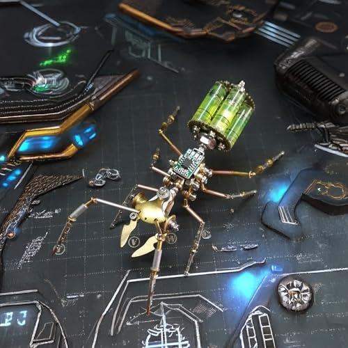Steampunk Mechanical Ant Model Kit for Adults – 3D DIY Metal Insect Puzzle with Retro Brass Design, Collectible Robot Sculpture for Home & Office Decor, Gift for Hobbyists and Makers (Gatling Ant) - style: Gatling Ant