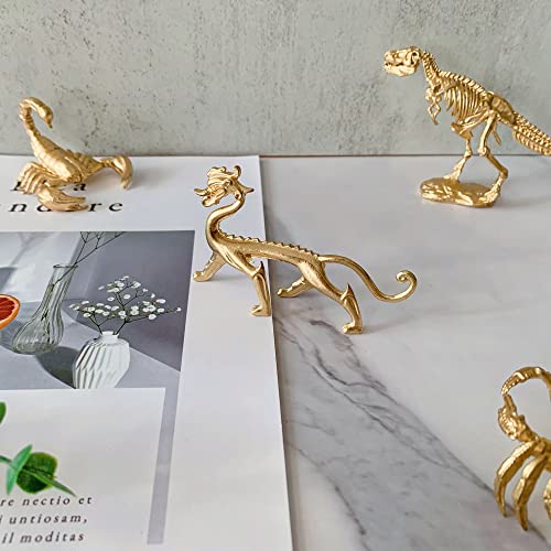 Gold Walking Dragon Sculpture Solid Metal Animal Ornament Mini Animal Figurine for Home Office Garden Desktop Decor - style: Walking Dragon