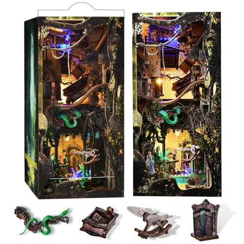 MiniCity DIY Book Nook Kit, DIY Miniature Dollhouse with Lights for Adults and Teens (Down The Rabbit-Hole Alice in Wonderland) - style: Down The Rabbit-Hole Alice in Wonderland