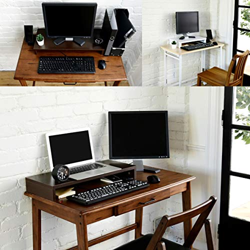 Yamazen MDTS-4525(OW) Monitor Stand, Wood, Scratch, Stain, Moisture, Heat Resistant, Compact, Computer Stand, Width 17.7 x Depth 9.8 x Height 3.1 inches (45 x 25 x 8 cm), Easy Assembly, Off-White,