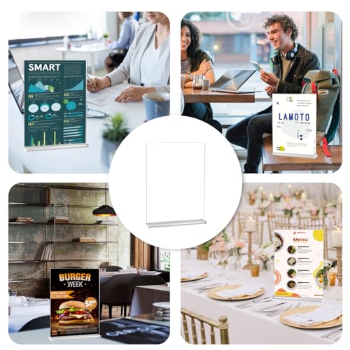10 Pack Acrylic Sign Stand 8.5 X 11, Vertical T-Shape Clear Plastic Display, Double-Sided Clear Table Top Sign Holder, Suitable for Office, Store