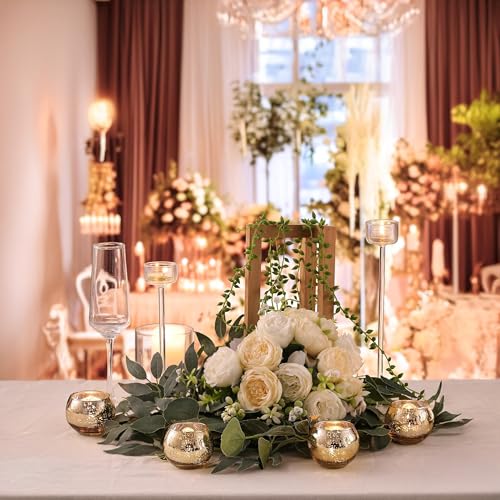 WGVI Gold Speckled Glass Tea Light Votive Candle Holder, Width 3", Height 2.5", Small Globe Bubble Bowl Round Vase, Mercury Votive Tabletop Décor, 1 Piece - size: Gold Bowl 2.5"H