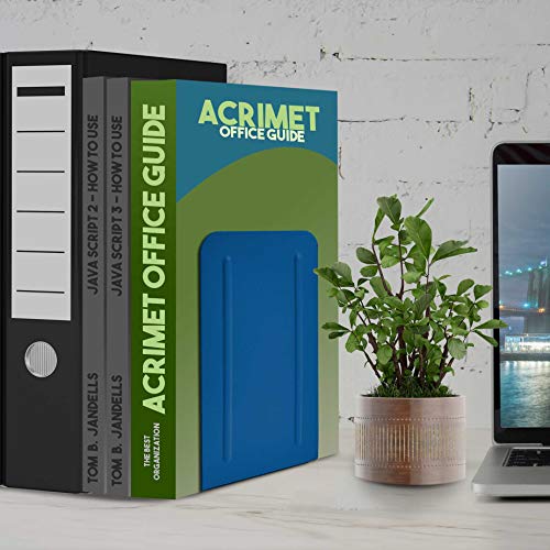 Acrimet Premium Metal Bookends (Heavy Duty) (Deep Blue Color) (1 Pair) - color: Dk Blue