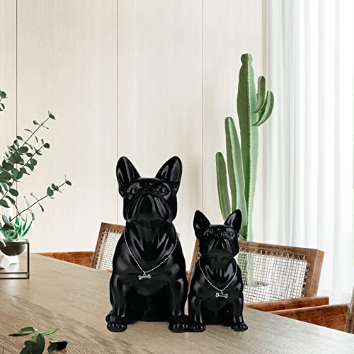 suruim Luxury French Bulldog Statue Collection - Gold/Silver/Black Chrome Dog Sculpture, Decorative Dog Statue for Home Decor & Gift (Black, 12in) - color: Black, size: 12in