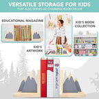 Decorably Gray Mountain Book Ends for Kids Books - 1 Set Non-Skid Wooden Decorative for Girls and Boys Room, Baby's Nursery, Classroom Decor