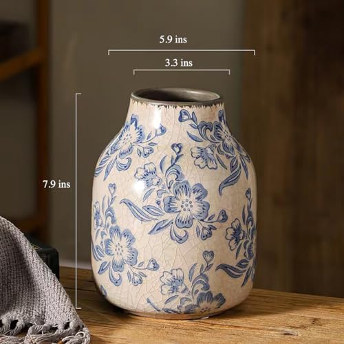 Vintage Blue and White Porcelain Flower Vase Home Decor