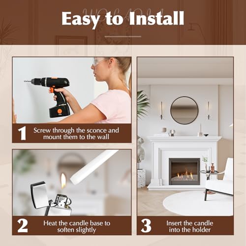 Metal Wall Candle Sconce Holder Set of 2 Wall Mount Candle Holder Pillar Holder Black Modern Wall Candle Sconces Hanging for Living Room Farmhouse Fireplace Wedding - color: Black, size: 2PC