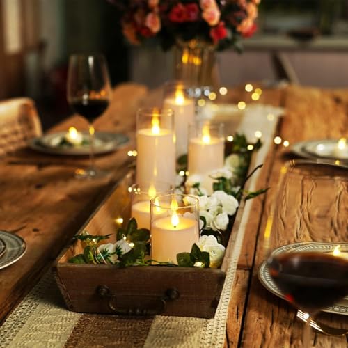 Homemory Pure White Flickering Flameless Candles, Battery Operated Acrylic LED Pillar Candles with Remote Control and Timer, Set of 9 - color: Pure White, 9Pack