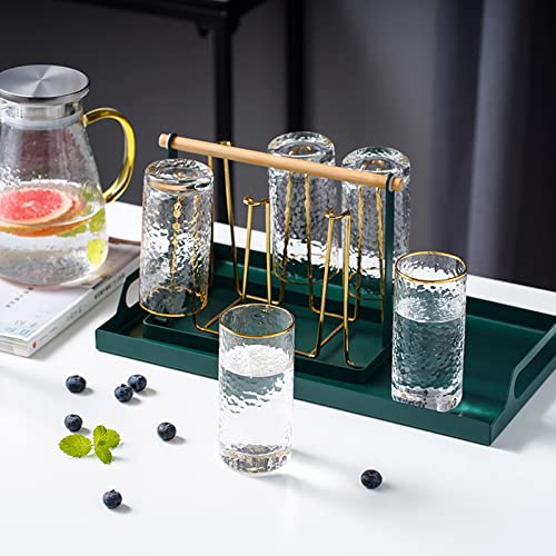 VANRA Metal Serving Tray Portable Bed Tray with Handles for Coffee Table, Living Room, Kitchen and Bathroom (Black Green) - color: Black Green