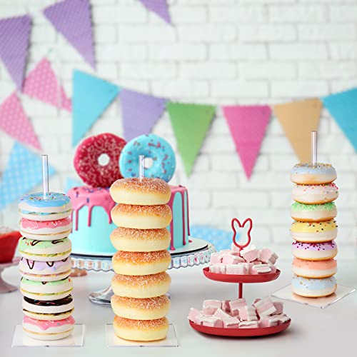 Suneerplay Donut Stand Acrylic 4 Pack, Clear Bagel Holder Stand, Donut Tower Stand, Donut Display Stand for Dessert Table, Doughnut Holder for Birthday, Wedding, Baby Shower, Christmas, Party