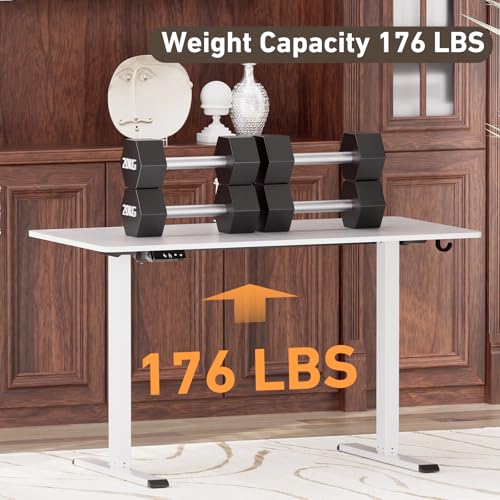 Ywin Electric Height Adjustable Standing Desk with Wheels, 63 x 24 inches Ergonomic Stand Up Desk for Home Office - color: White-1