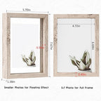 MUYE 5x7 Floating Frames Distressed Beige White Wood Pattern,Double Glass Picture Frame Display Any Size Photo up to 5x7,Wall Mount or Tabletop,2 Pack - color: Beige, size: 5x7