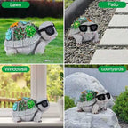 Unique Solar Garden Turtle Statue with I Love You LED Sunglasses and Succulent LED Lights, Lawn Decor Tortoise Figurine for Patio, Balcony Yard Ornament for Mom, Women & Grandma - style: Turtle