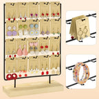 Earring Display Stand for Selling 4 Tier 20 Hooks Wood Earring Display Rack Holder for earings necklaces rings bracelets keychains (Black) - color: Black