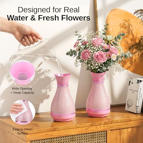 3-in-1 Vase Bluetooth Speaker With Ambient Light & White Noise, 8H Playtime, Water-Safe Flower Vase for Bedroom, Living Room Decor, Mother's Day,Birthday Gift for Women, Mom, Wife or Girlfriend - color: Pink