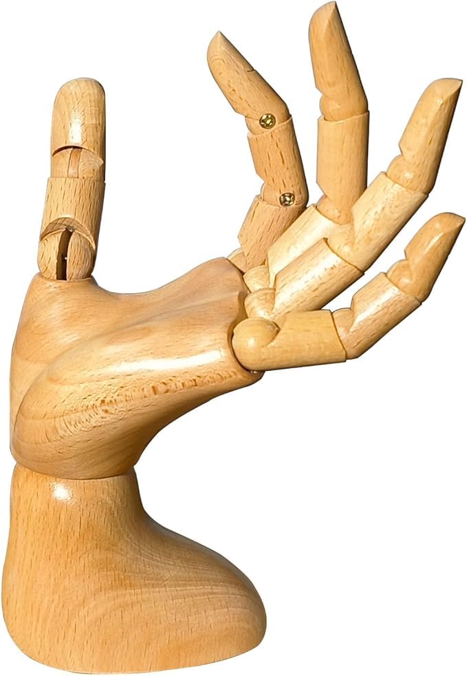 yangjietf mannequin,mannequin hand,hand model,hand mannequin for nails,drawing mannequin,wooden hand,wooden mannequin,articulated fingers,hand model for drawing,female hand of left., Female_left - color: Female_left 7.5 in