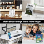 Acrylic Book Display Stand, 4''×3'' Display Stand with Ledge, Clear Acrylic Book Display Easel, Transparent Phone Holder for Album, CD, Picture, Artworks, Phone, Tablet (16)
