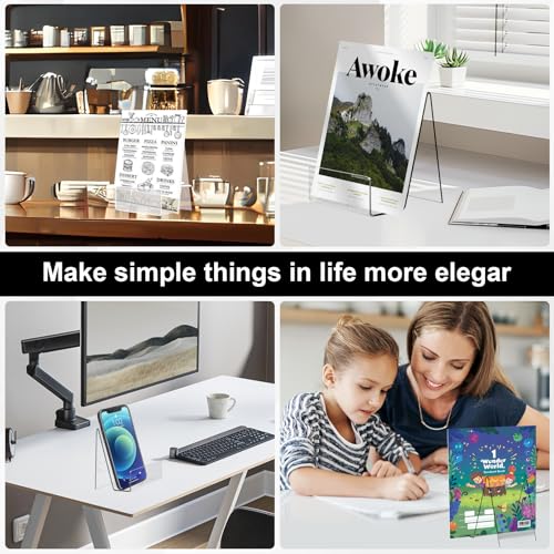 Acrylic Book Display Stand, 4''×3'' Display Stand with Ledge, Clear Acrylic Book Display Easel, Transparent Phone Holder for Album, CD, Picture, Artworks, Phone, Tablet (16)