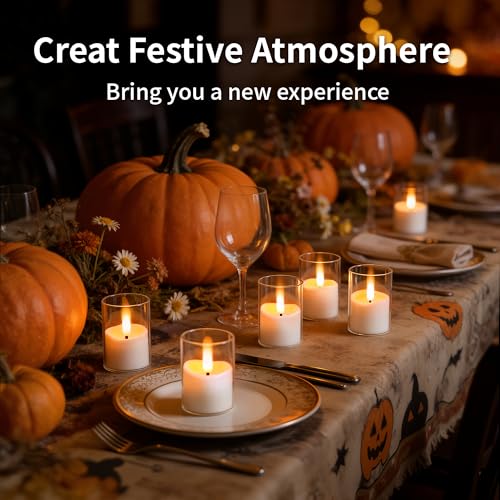 Rechargeable Flameless Candles with Timer Remote, 1.7"x2.6" Clear Acrylic LED Tea Lights Candles，Small Votive Electric LED Candles for Home Aniversary Wedding Holiday Decor(6 Pack) - color: Ivory
