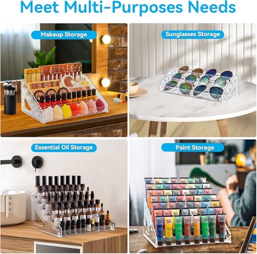 Pero Pero Nail Polish Organizer Acrylic Display Rack for Nail Polish Holder Sunglasses Organizer Essential Oils Holder Clear Eyeglasses Display Case Makeup Organizer - style: 7Layers 2Set