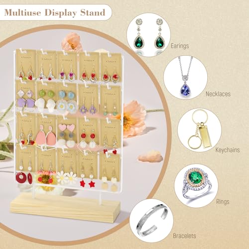 Earring Display Stand for Selling 4 Tier 20 Hooks Wood Earring Display Rack Holder for earings necklaces rings bracelets keychains (White) - color: White