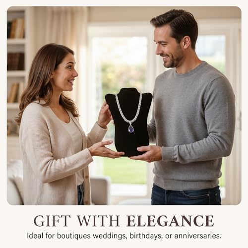 RJ Displays Jewelry Display for Vendors, Velvet Necklace Display Stand Holder, Jewelry Stand Necklace Holder for Vendors. Jewelry Display Stand 14” H. (Black and White) - color: Black and White