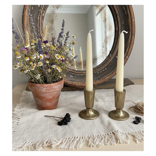 Vintage Brass Cast Iron Candlestick Holders, Set of 2, Classic Farmhouse Rustic Table Centerpiece for Wedding, Dining Room, Fireplace Mantel Home Decor - size: 2 pcs