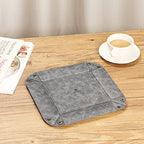 SITHON Valet Tray Desktop Storage Organizer – Premium PU Leather Catchall Bedside Vanity Tray Nightstand Caddy Holder for Remote Controller, Keys, Phone, Wallet, Coin, Jewelry (Gray) - color: Gray