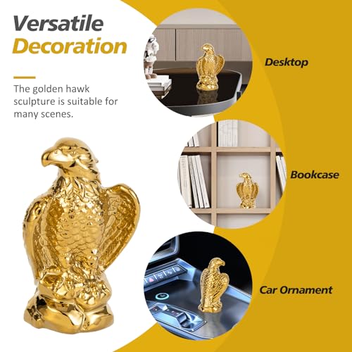 Golden Hawk Statue, Eagle Birds Figurine Home Decor, Modern Elegance Hawk Sculpture Office Home Decoration - Small Mini Wild Animal Gold Eagle for Desktop & Car Visit The Store - color: Gold