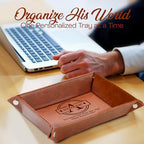 Personalized Engraved Leather Tray for Him – PU Valet Leather Catchall Organizer for Men, Father's Day Custom Gift, Organizer for Dresser, Desk, Nightstand – Custom Men Travel Valet Tray - style: Fathers Day
