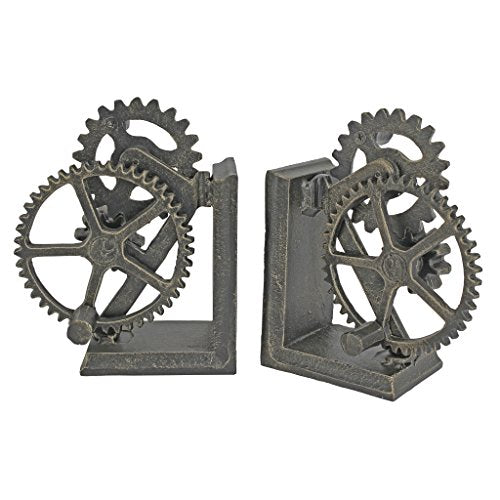 Design Toscano Industrial Gear Sculptural Iron Bookends