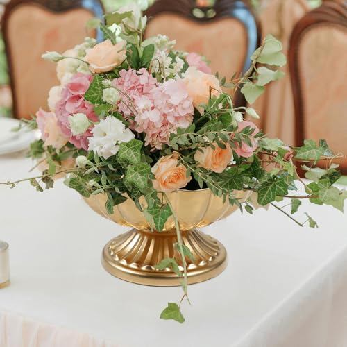 Vindar Gold Compote Bowl Vase for Centerpieces, Set of 2 Elegant Pedestal Vase for Wedding, Dining & Home Decor, Sturdy Metal Flower Arrangement Vase for Indoor Dry Displays(Gold, 7 inch) - color: Gold, size: 7 inch