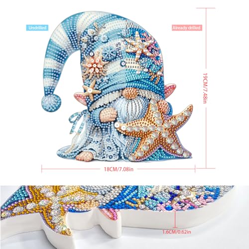 Gnome Tabletop Diamond Art Painting - DIY Diamond Art Kits for Adults Figurines Special Shaped Rhinestone Gem Art Statues, 5D Painting with Diamond Dots Sculpture Ornaments Kits Gifts for Beginner - color: Q010