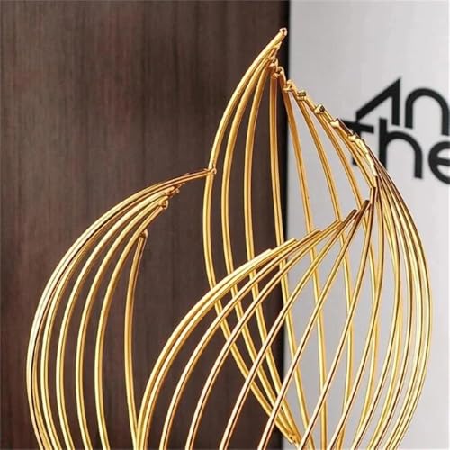 BOWERY HILL Gold Resin Geometric Metal Sculpture, 6.69" L x 3.5" W x 11.61" H, Abstract Twisted Design, Modern Tabletop Decor for Living Room, Office, or Shelves, Durable and Elegant Finish