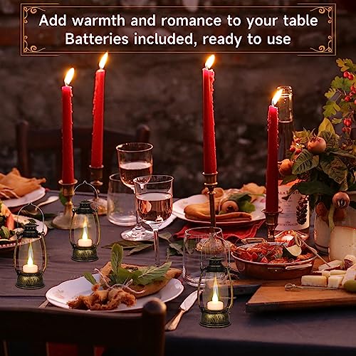 12Pcs Mini Lantern for Halloween Decor, 6Inch Small Lanterns for Western Garden Camping Party Decorations, Vintage Candleholders Table Centerpiece, Forest Christmas Wedding Decorations (Brass) - color: Brass-12pcs