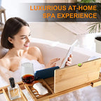 Premium Bamboo Bathtub Caddy Tray with Extending Sides, Adjustable Wood Bath Tray for Luxury Bath, Fits Most Tubs, Accessories Gift Idea - color: Beige 2
