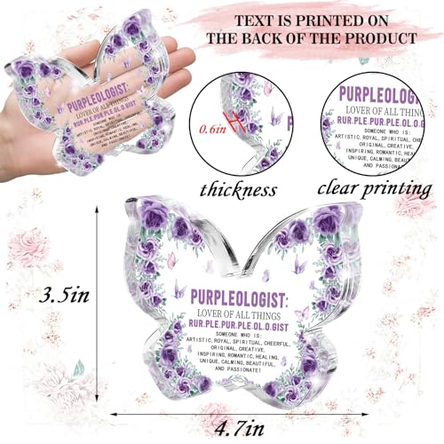 Purpleologist Butterfly Acrylic Sign, 4.7 x 3.2 Inch Desktop Decoration, Fun Gift for Purple Lovers or Coworkers and Friends, Suitable Purple Office Home Gift - color: purple50