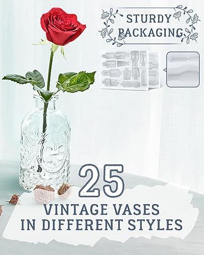 Yirilan Bud Vases Set of 25, Bud Vases in Bulk, Small Flower vases, Glass Vases for Centerpieces Cheap Bulk, Vintage Mini Vases for Wedding Decor, Home Table Decorations - size: 25Pcs