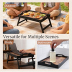 Fibogollo Wooden Bed Tray Table with Folding Legs and Handle,Breakfast Trays,Serving Tray for Food and Snack,Laptop Laptop Desk for Working