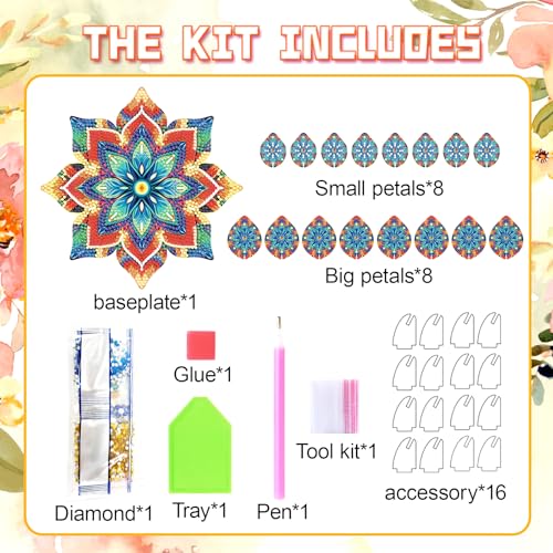 DIY Diamond Art Painting Candlestick Holders Mandala Flower Shape Desk Candle Tray Tabletop Ornaments for Wedding Festival and Party Home Table Centerpiece-Flower04 - color: Flower04