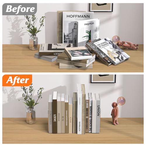 Acrylic Bookends 6 Pcs, Clear Book Ends for Shelves, Transparent Organizer, Holder Stand Decorative, Stoppers for Heavy Duty Books, CD, File, Video Games - color: Clear 6 Pieces