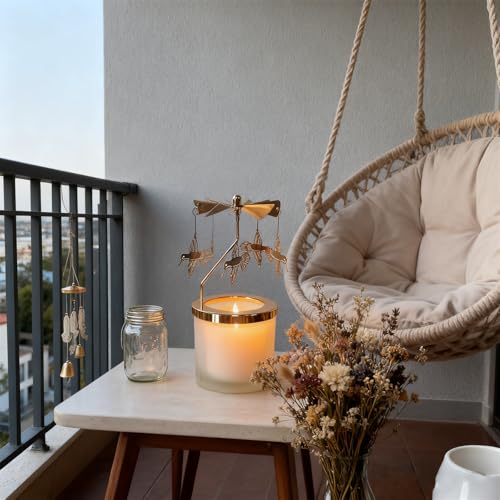 kingnero Lavender Scented Candle Carousel Rotary Candle Holder Spinning Tea Light Holder Birthday Gifts for Women, Mom, Wife, Girlfriend, Sister, Female Friends, (Golden Hummingbird) - color: Golden Hummingbird