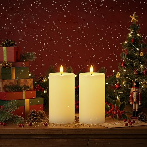 Homemory White 3x6 Inch Flameless Candles Battery Operated with Remote Timer, Real Wax LED Pillar Candle for Home Fireplace Bedroom Living Room Party, Set of 2 - color: D3"xH6"6"-White