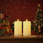 Homemory White 3x6 Inch Flameless Candles Battery Operated with Remote Timer, Real Wax LED Pillar Candle for Home Fireplace Bedroom Living Room Party, Set of 2 - color: D3"xH6"6"-White