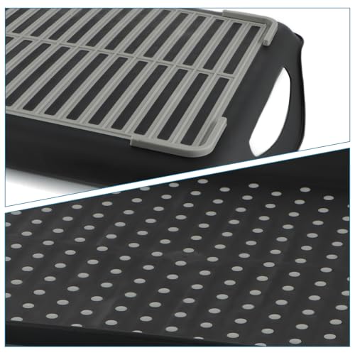 MDLUU Non-Slip Serving Tray with Handles, Food Serving Platter, Set of 2, Black - color: Black
