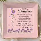 To My Daughter Ring Dish, Custom Full-Print Jewelry Dish, Personalized Mothers Day Birthday Gifts For Daughters, Daughter-In-Law, Birth Month Flower Jewelry Dish, Ring Holder - color: Style 6