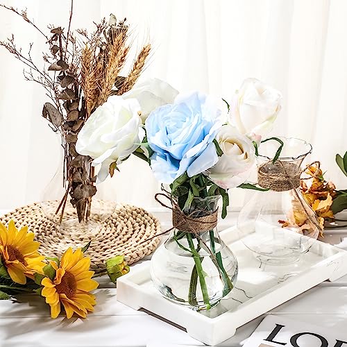 Bokon 5.7" Plastic Small Vases for Centerpieces, Plastic Bud Vase Bulk, Hyacinth Avocado Growing Vases, Tiny Flower Bulb Plant Propagation Containers for Wedding Living Room Table Decorations(12 Pcs)