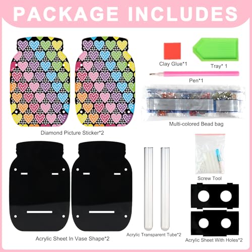 Tontut Diamond Painting vase Love DIY Flash Diamond Three-Dimensional Decorative vase Handmade Creative Crafts Suitable for Living Room Desktop Ornaments Home Decoration Creative Gifts - color: Love