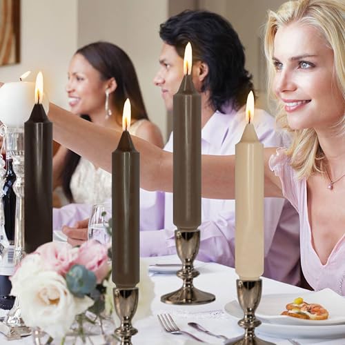 NJAO HOO Brown Short Taper Candle 7 Inch Candlesticks Unscented Dripless Gradient Colored Tapered Candle Set for Home Decor Wedding Party Dinner Candles, 4 Pack - color: Brown Gradient, size: 7 In